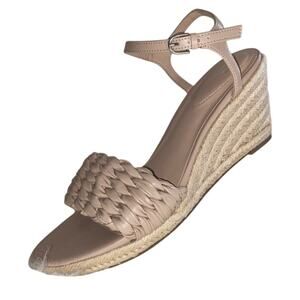 Bandolino Woven Wedge Sandals Natural Tan 10 NWOB
